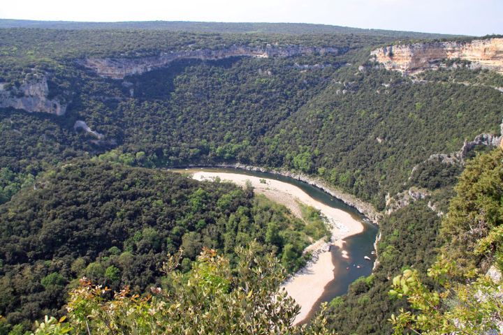 La Maladrerie views of the meandering Ardèche River