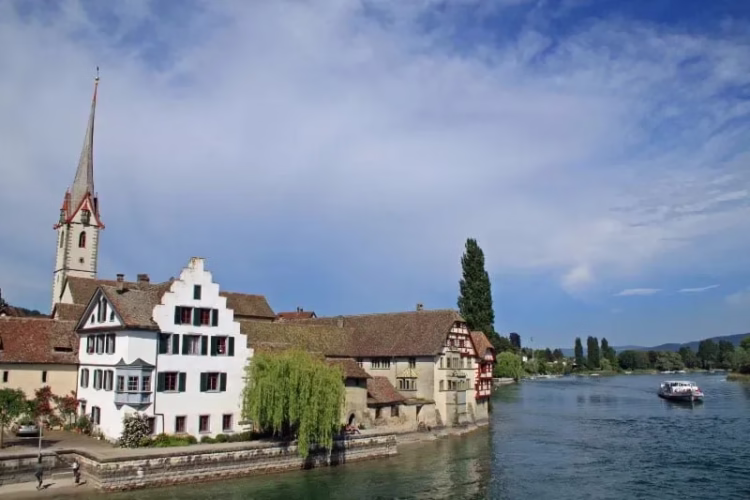Rhine River Cruise Boat at Stein am Rhein, Switzerland
