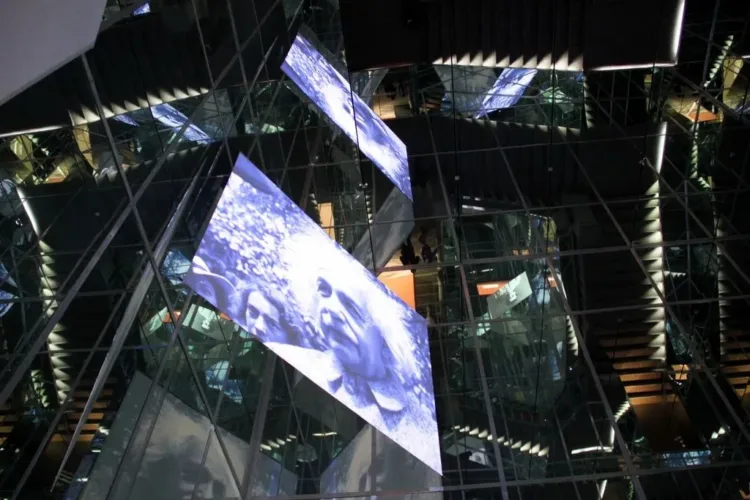 Mirror-lined staircase in the Einstein Museum Bern