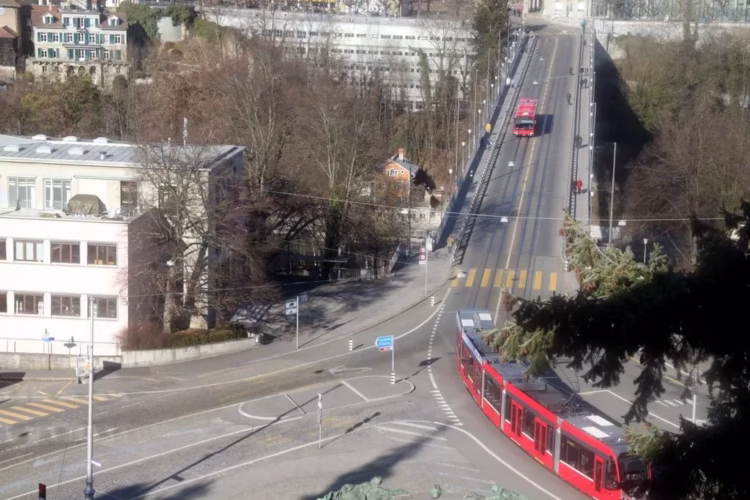 Tram Seen from the Bern History Museum