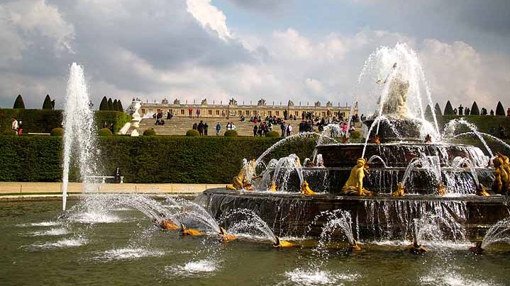 Latona Fountain in the Garden of the Palace of Versailles - the Palace and Gardens have long opening hours and ticket prices vary according to wha tis seen.