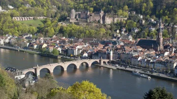 Heidelberg Castle and Old Bridge on the Neckar River, Germany