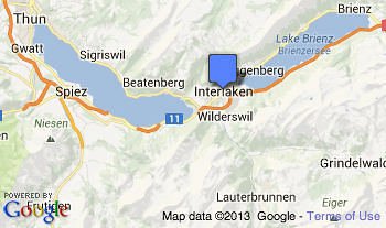 Google Map of Lake Thun and Lake Brienz