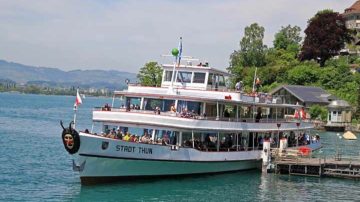 Cruise Boat in Oberhofen on the Thunersee in Switzerland