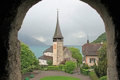 Spiez Church on Lake Thun in Switzerland