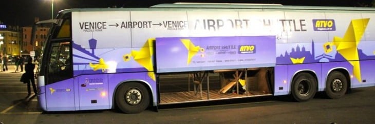 Venice Airport Shuttle Bus at Night