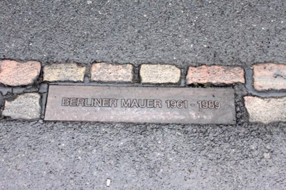 Marking the Berlin Wall Location Street markers showing where the Berlin Wall was