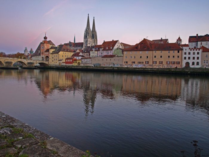 Panorama view of the old town of Regensburg 