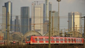 S-Bahn and Skyline of Frankfurt