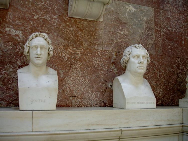Busts of Goethe and Martin Luther in Walhalla