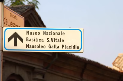 Signposts to the National Museum and Ravenna's San Vitale which are seen on different tickets. 
