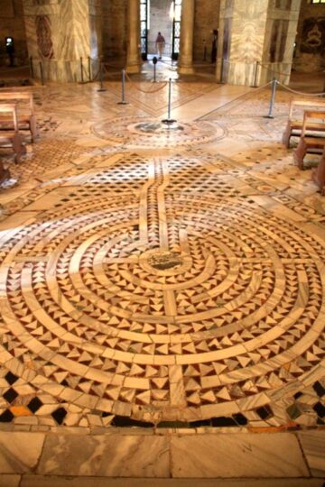Labyrinth floor mosaic in San Vitale