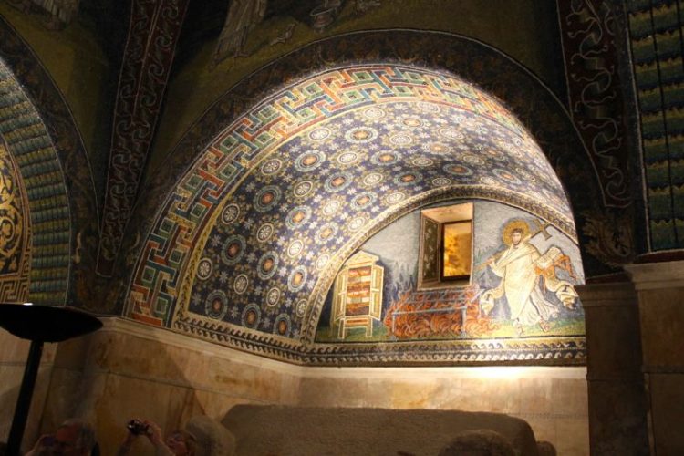 St Lawrence Mosaic in the Mausoleum of Galla Placidia, Italy
