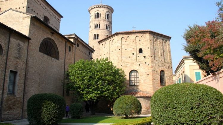 Neonian Baptistery in Ravenna with Cathedral Campanile in the Background