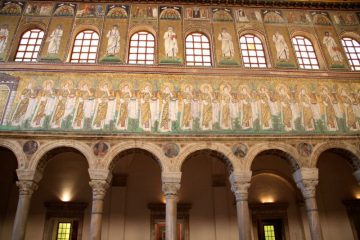 Mosaics on the left lateral wall of Sant'Apollinare Nuovo in Ravenna