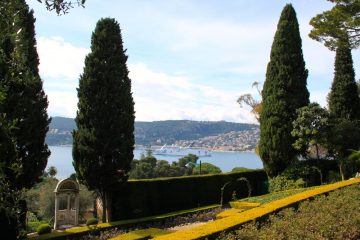 View of Villefranche-sure-Mer from the gardens of Villa Ephrussi de Rothschild