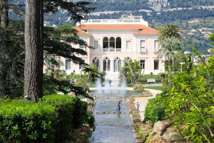 Villa Ephrussi de Rothschild viewed from the waterfall