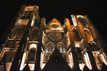 Bourges Cathedral lit up at night