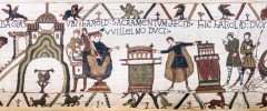 Scene 23 on the Bayeux tapestry - Harold swearing an oath