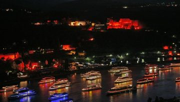 Rhein in Flammen Fireworks and Rhine river cruise boats St Goar