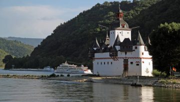 Pfalz Castle with Rhine Boat