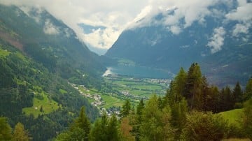 View of the Poschiavo Lake in Switzerland
