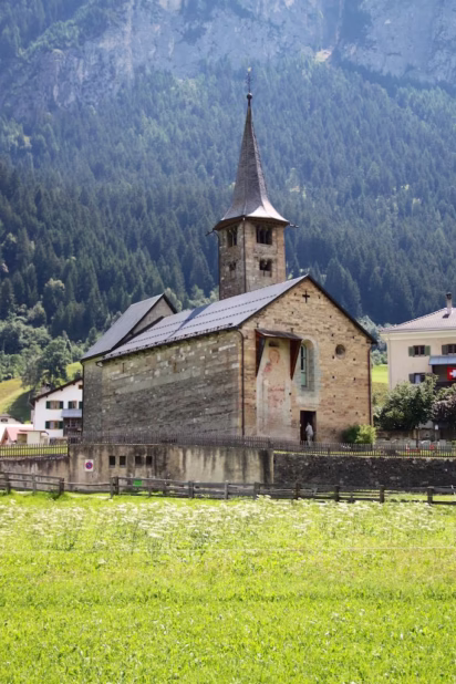 Exterior of St Martin's in Zillis