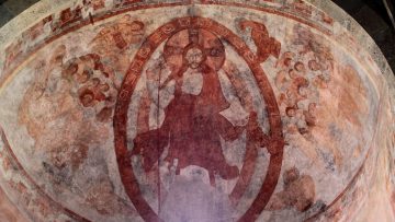 Christ with angels - Carolingian wall painting in Müstair