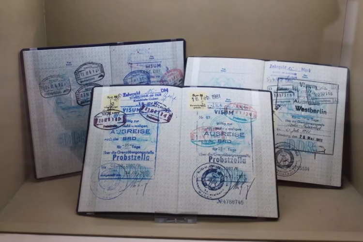 Passports on show in the Tränenpalast (Palace of Tears) in Berlin
