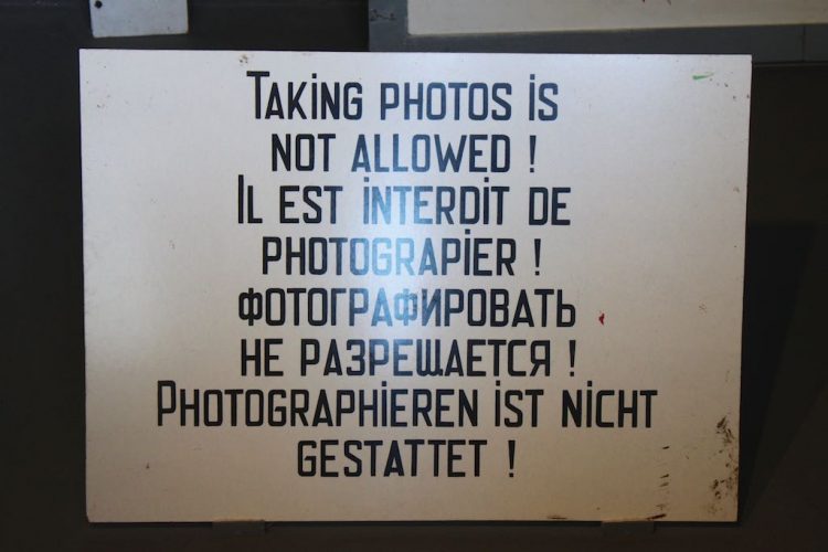 Taking Photos Is Not Allowed sign in the Tränenpalast (Palace of Tears) in Berlin