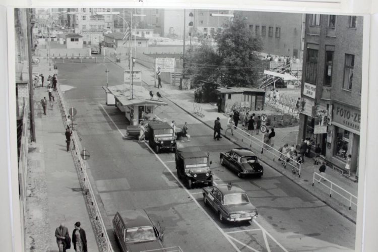 Photo of Checkpoint Charlie around 1960
