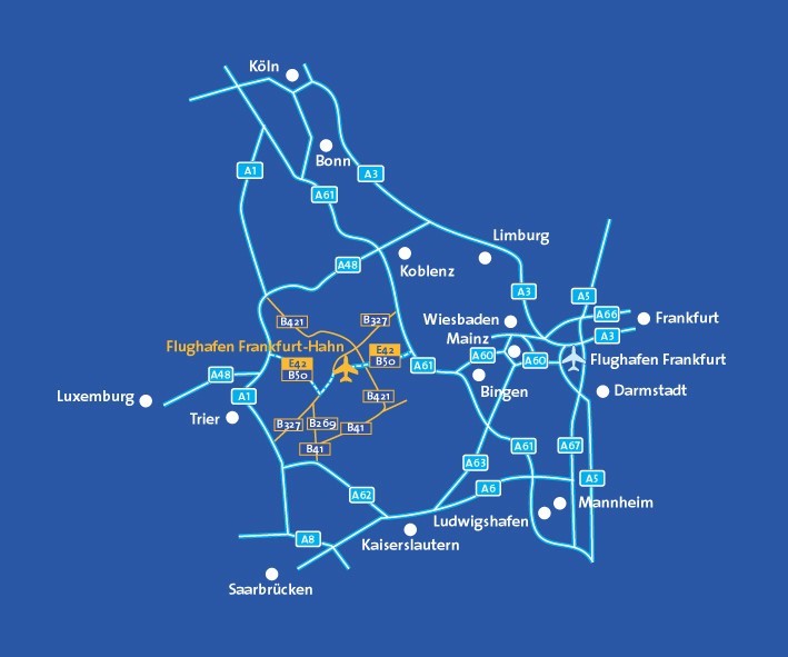 Map of Roads to Frankfurt Hahn Airport