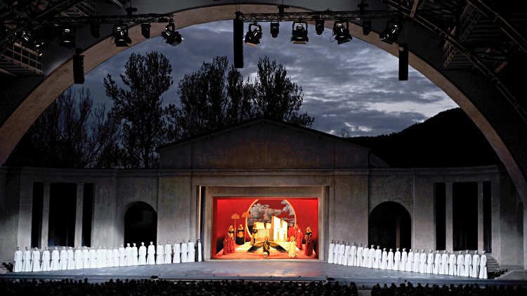 Oberammergau Passionstheater at Night