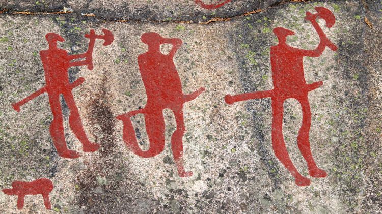 Fossum Rock Carving of Three Men