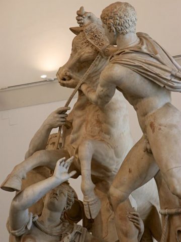 Detail of the Farnese Bull Sculpture in the National Museum of Archaeology in Naples