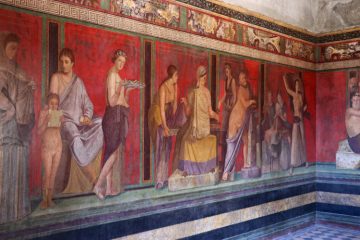 Freskos Villa dei Misteri prie Pompėjos kasinėjimų metu