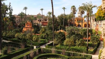 Gardens of the Real Alcazar Palace complex in Seville