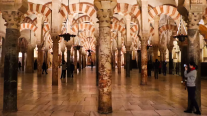 Visiting early morning to see the Horseshoe Arches in the Mezquita in Cordoba