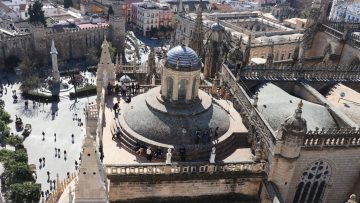 Views of Seville Cathedral roofs from the Giralda tower