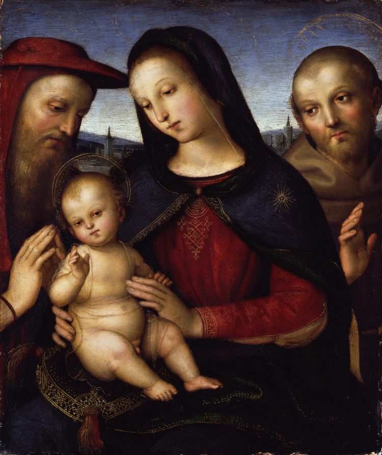 Raffael: Maria mit dem segnenden Kind und den Heiligen Hieronymus und Franziskus