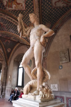 Janus and the Golden Fleece with the slain dragon at his feet