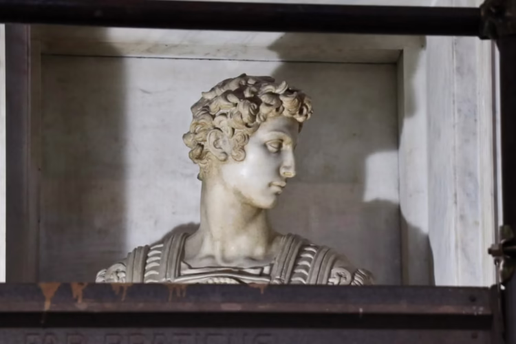 Guiliano (1478-1516), Duke of Nemours and brother of Pope Leo X, is portrayed by Michelangelo