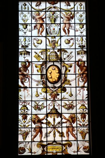 The stained-glass windows of the reading room of the Laurentian Medici Library (Biblioteca Medicea Laurenziana)