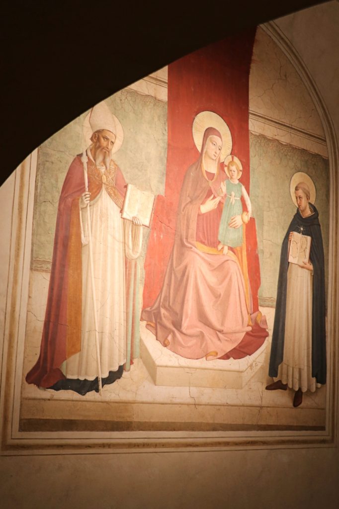 Cell 11: Madonna and Child Fresco by Fra Angelico in a monk's cell in the Convent of San Marco in Florence