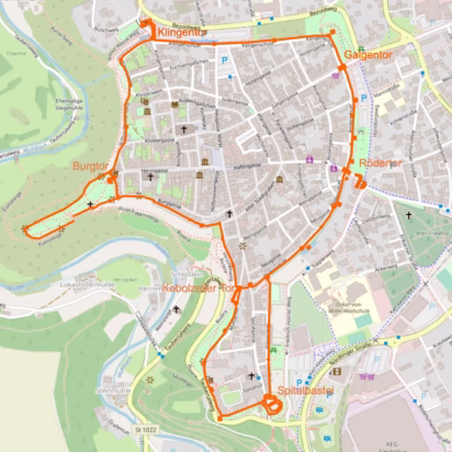 Map of the Town Walls, Ramparts and Towers of Rothenburg ob der Tauber