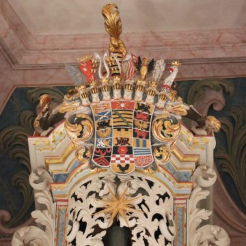 Coat of Arms of Saxe-Zeitz on the organ case of the Hildebrandt Orgel in Naumburg