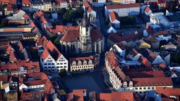 Aerial view of the Stadtkirche St. Wenzel in Naumburg