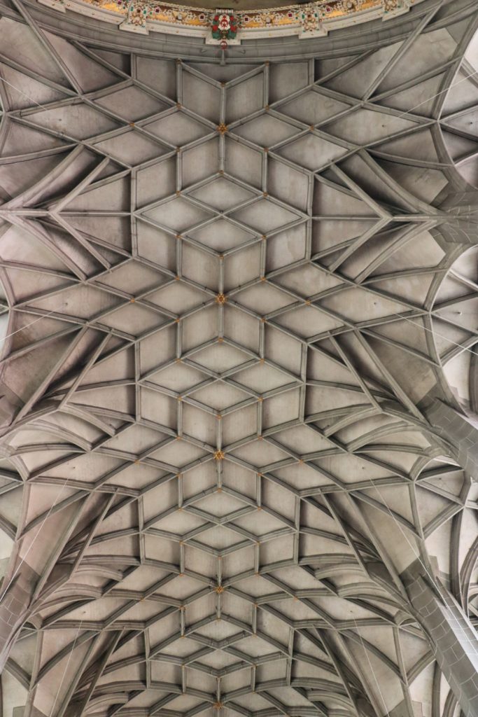 Vaulted Ceiling of the Marktkirche with Halle Emblem
