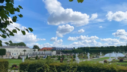 Great Parterre and Schloss Herrenhausen viewed from the elevated viewing platform