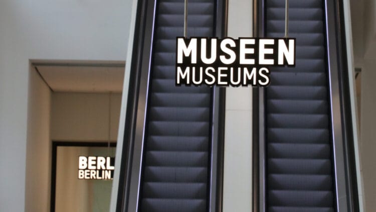 Signs for museums in the Humboldt Forum Berlin